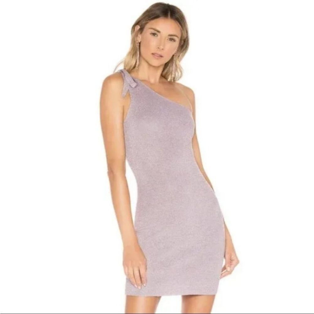NWT Super Down Marella Lavender Shimmer One Shoulder Dress Size XS X-Small Y2K